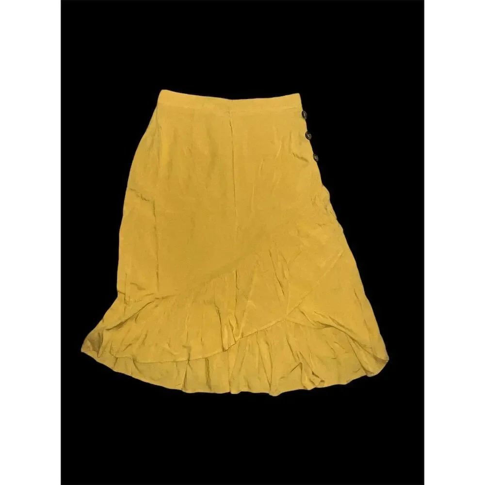 Allegrace Women's Vintage Yellow A-Line Skirt M Knee Length Casual